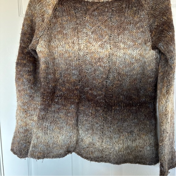 Elisabetta Collection Ombre Cable Knit Brown Tan Turtle Neck Sweater Size Small - Picture 3 of 8